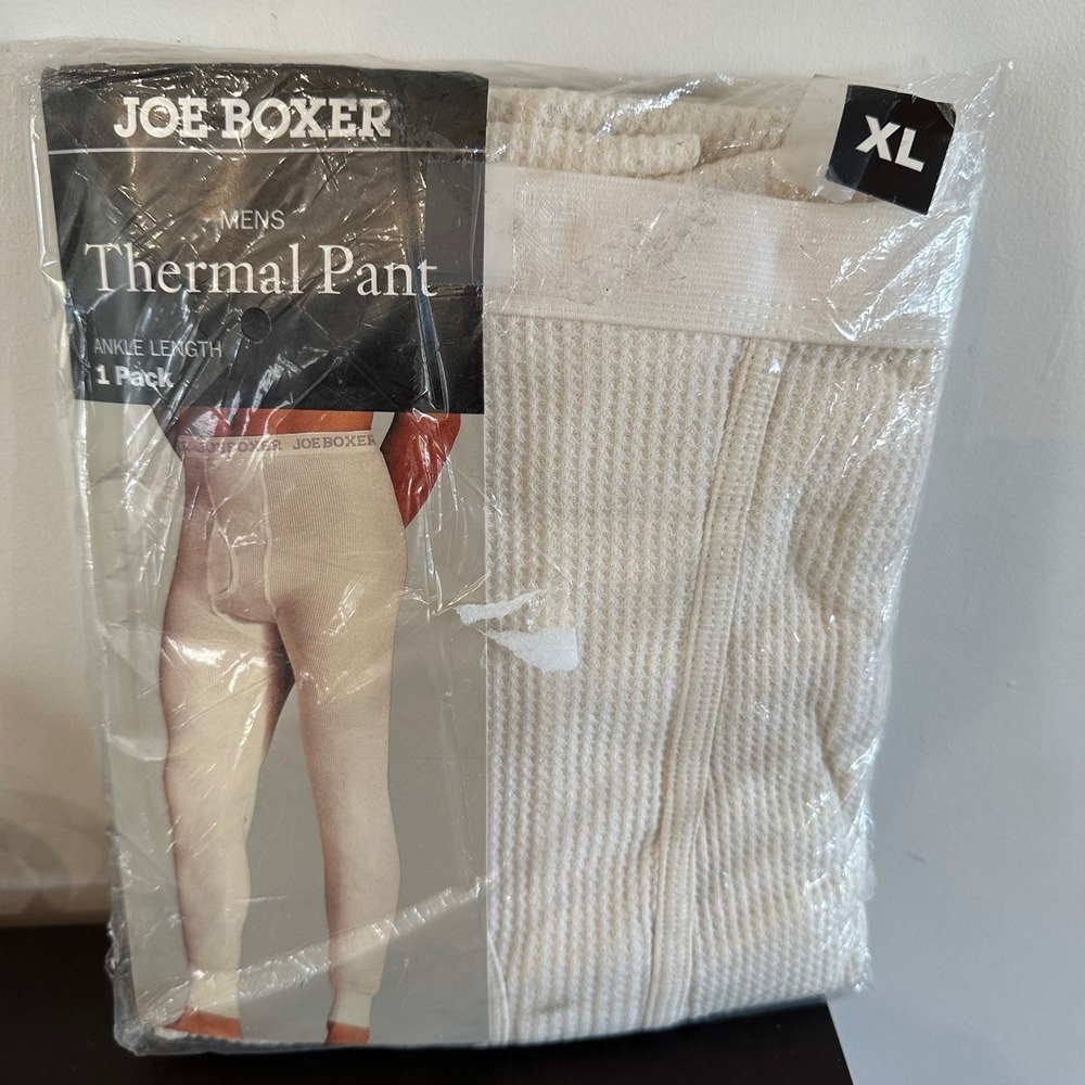VTG Joe Boxer Mens Thermal Pant XL Cream Long Johns Waffle Knit NIP KmarT